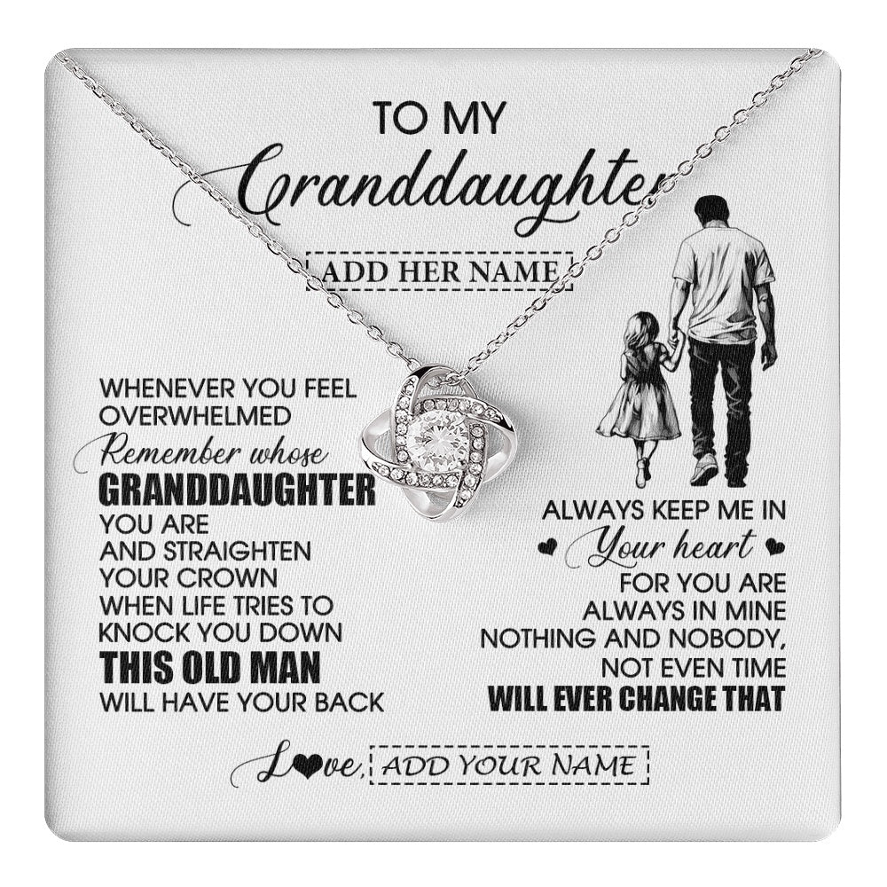 Love Knot Necklace 14K White Gold Finish | 1 | Personalized To My Granddaughter Gifts Necklace From Grandpa Papa Whenever Man Unique Birthday Gifts For Granddaughter Christmas Gift Box Message Card | teecentury.myshopify