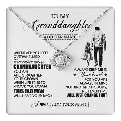 Love Knot Necklace 14K White Gold Finish | 1 | Personalized To My Granddaughter Gifts Necklace From Grandpa Papa Whenever Man Unique Birthday Gifts For Granddaughter Christmas Gift Box Message Card | teecentury.myshopify