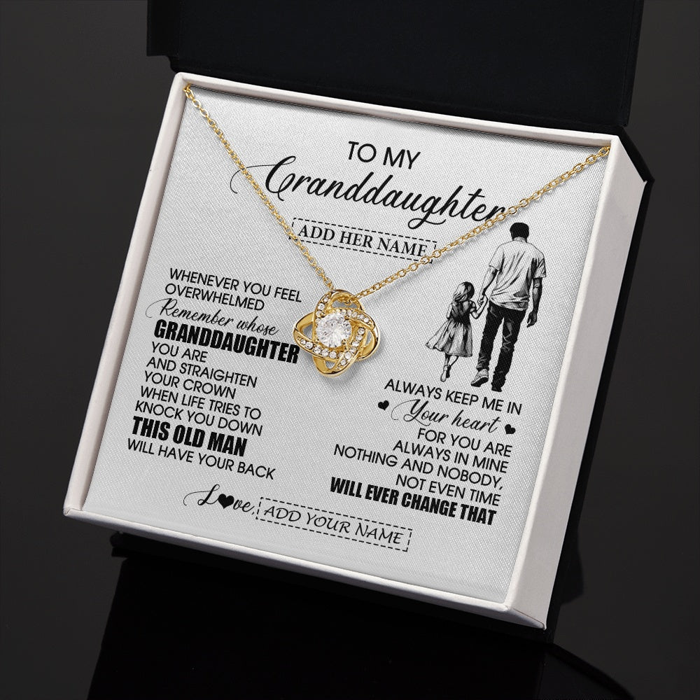 Love Knot Necklace 18K Yellow Gold Finish | 2 | Personalized To My Granddaughter Gifts Necklace From Grandpa Papa Whenever Man Unique Birthday Gifts For Granddaughter Christmas Gift Box Message Card | teecentury.myshopify