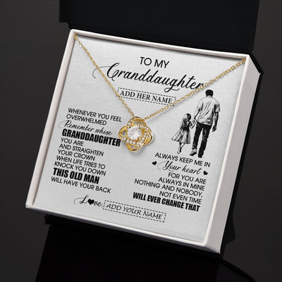 Love Knot Necklace 18K Yellow Gold Finish | 2 | Personalized To My Granddaughter Gifts Necklace From Grandpa Papa Whenever Man Unique Birthday Gifts For Granddaughter Christmas Gift Box Message Card | teecentury.myshopify