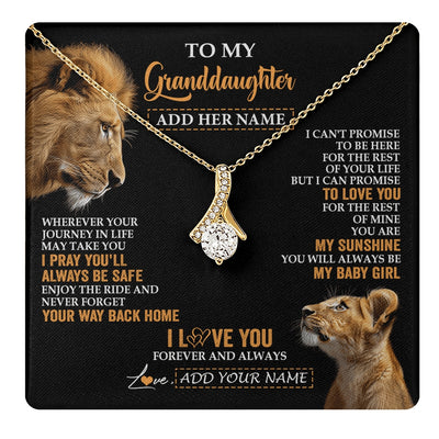 Alluring Beauty Necklace 18K Yellow Gold Finish | 1 | Personalized To My Granddaughter Gifts Necklace From Grandpa Wherever Your Journey In Life Lion Granddaughter Birthday Gifts Christmas Gift Box Message Card | https://teecentury.