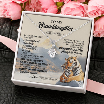 Alluring Beauty Necklace 14K White Gold Finish | 2 | Personalized To My Granddaughter Gifts Necklace Tiger From Grandma Grandpa You Are My Granddaughter Birthday Gifts Graduation Christmas Gift Box Message Card | https://teecentury.