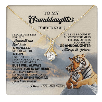 Alluring Beauty Necklace 18K Yellow Gold Finish | 1 | Personalized To My Granddaughter Gifts Necklace Tiger From Grandma Grandpa You Are My Granddaughter Birthday Gifts Graduation Christmas Gift Box Message Card | https://teecentury.