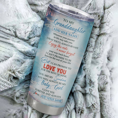Personalized To My Granddaughter Gifts Tumbler Dolphin From Grandma My Sunshine Baby Girl Granddaughter Birthday Gift Christmas Custom Stainless Steel Insulated Mug | teecentury