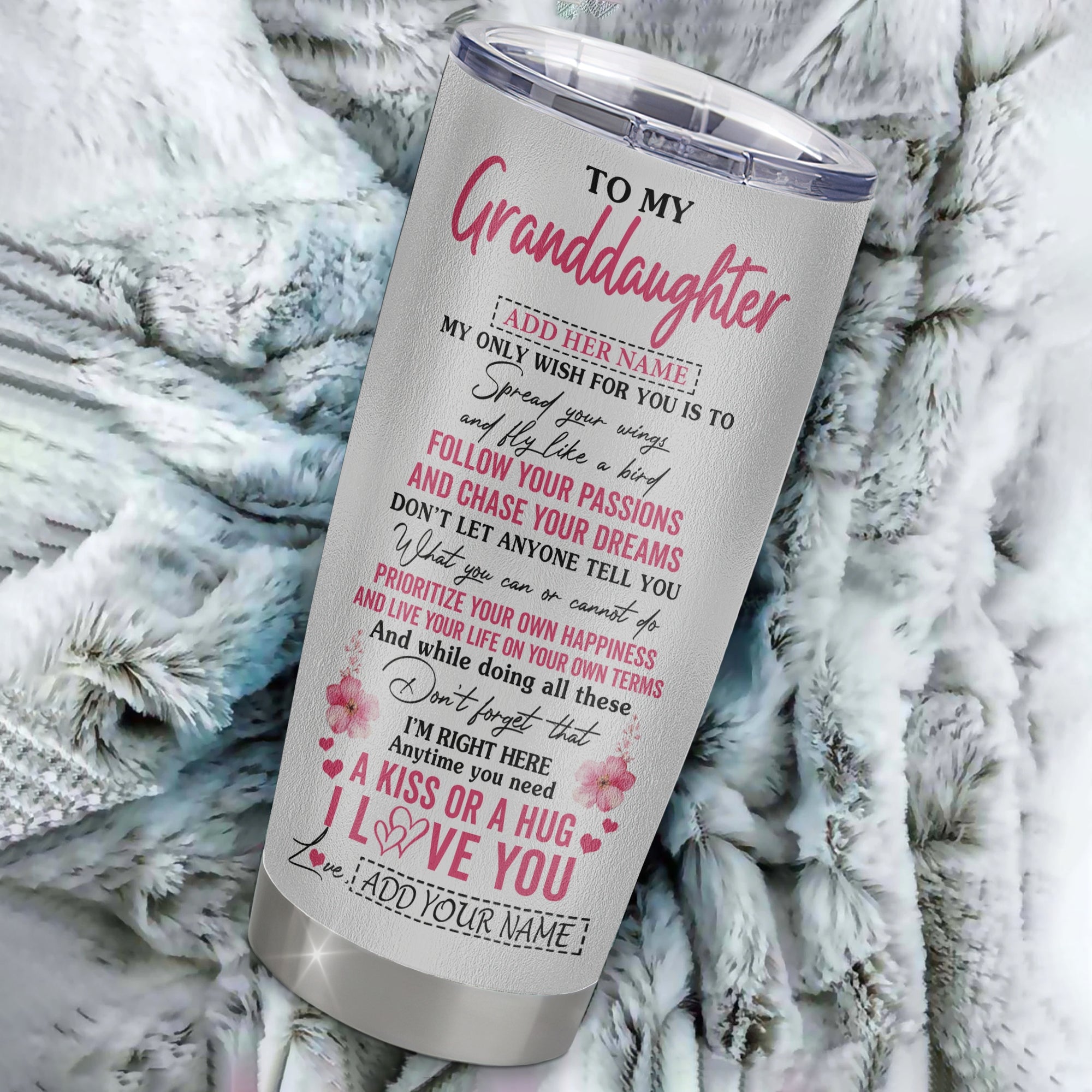 Personalized To My Granddaughter Gifts Tumbler From Grandma Butterfly My Only Wish For You Granddaughter Birthday Gifts Graduation Christmas Custom Stainless Steel Mug | teecentury