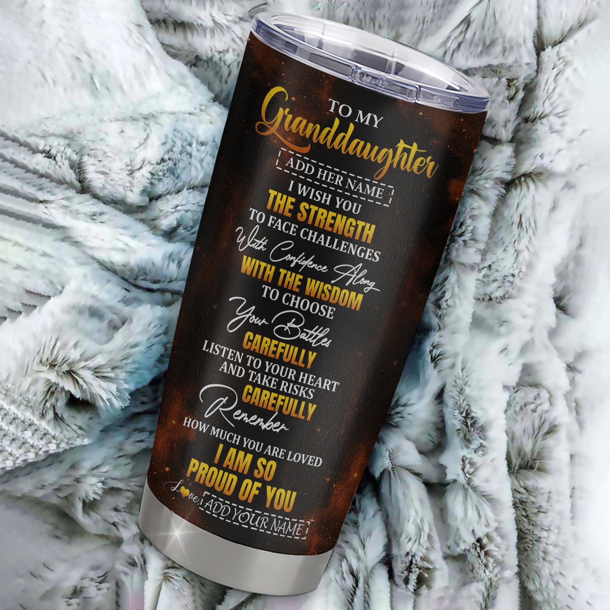 Personalized To My Granddaughter Gifts Tumbler From Grandma Grandpa I Wish You The Strength Eagle Granddaughter Birthday Gifts Christmas Custom Stainless Steel Mug | teecentury