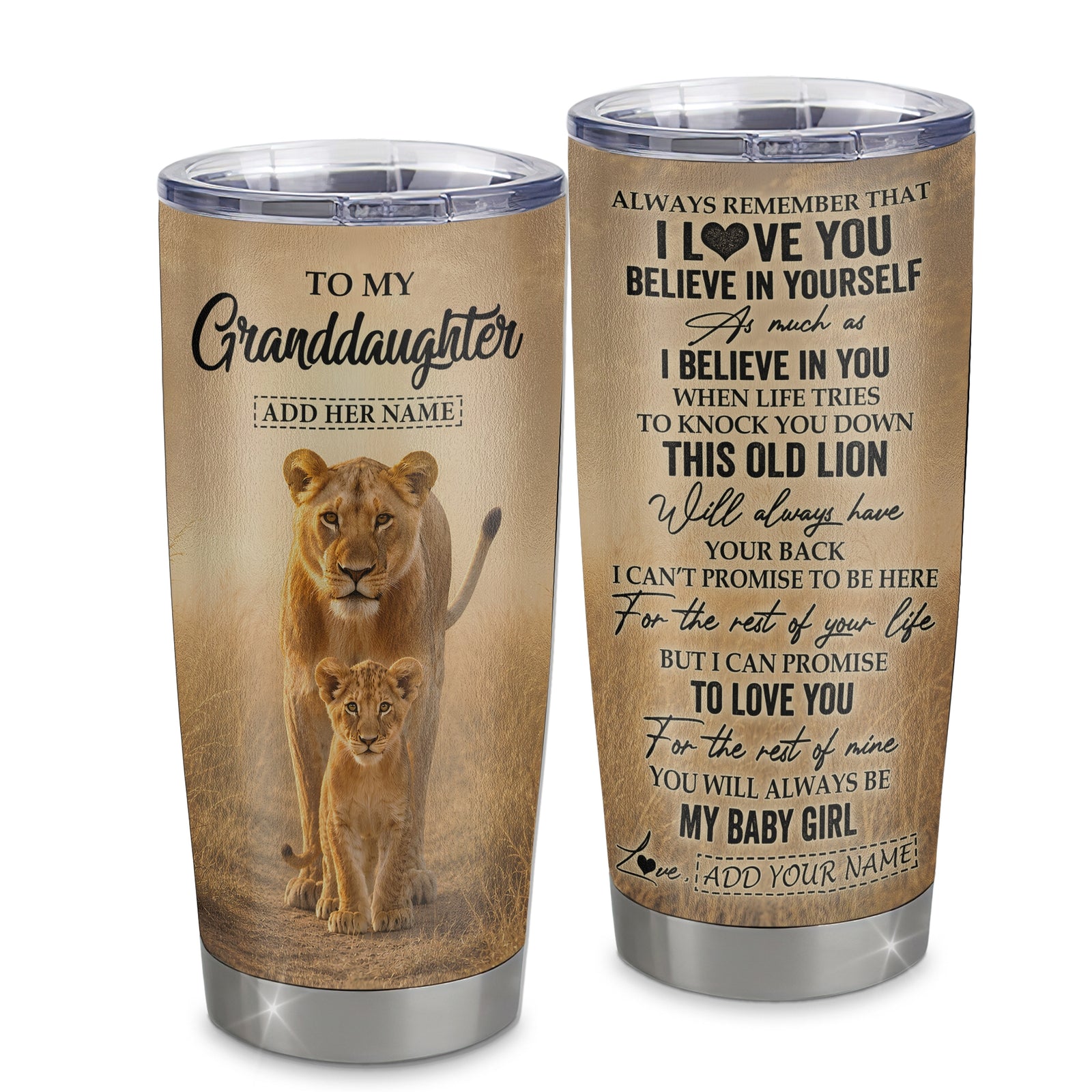Personalized To My Granddaughter Gifts Tumbler From Grandma Nana Always Remember Lion Gifts For Granddaughter Birthday Graduation Christmas Custom Stainless Steel Mug | teecentury