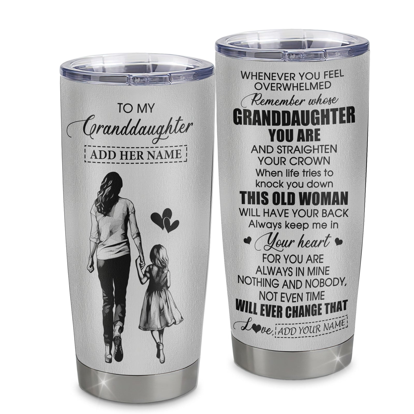 Personalized To My Granddaughter Gifts Tumbler From Grandma Nana Whenever Woman Unique Birthday Gifts For Granddaughter Graduation Christmas Custom Stainless Steel Mug | teecentury