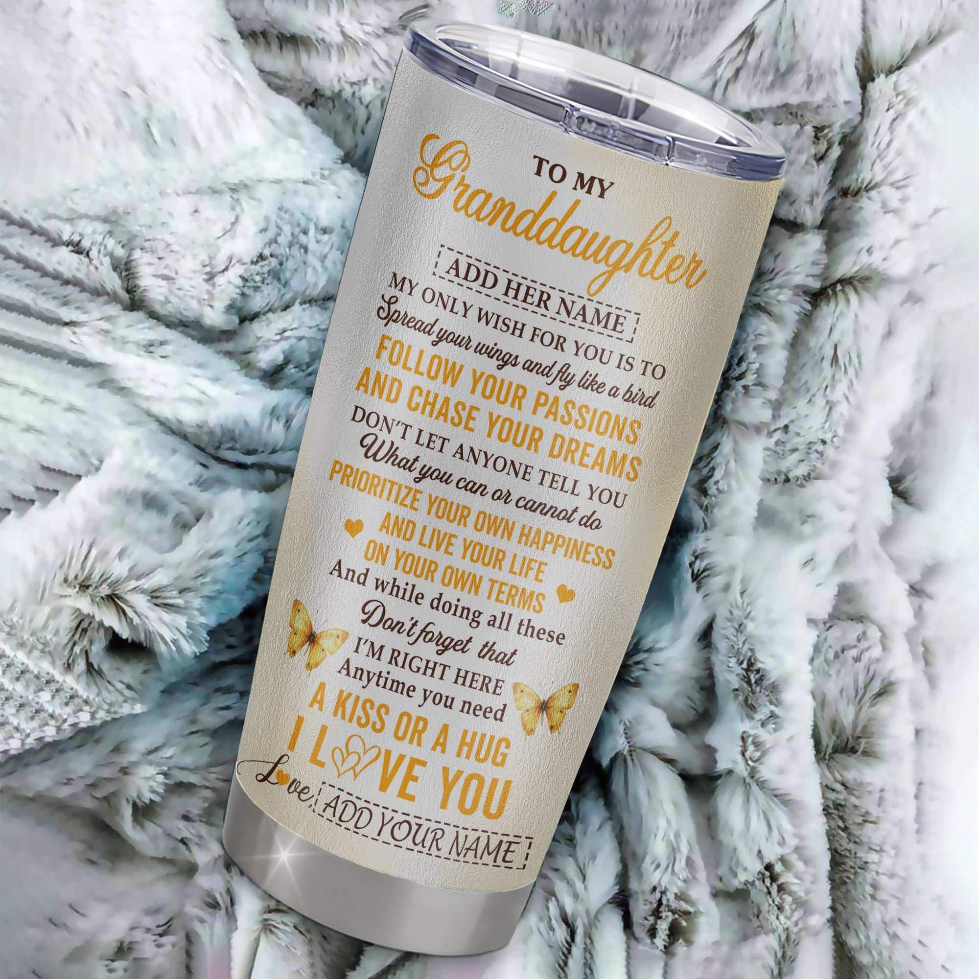 Personalized To My Granddaughter Gifts Tumbler From Grandma Sunflower My Only Wish For You Granddaughter Birthday Gifts Graduation Christmas Custom Stainless Steel Mug | teecentury