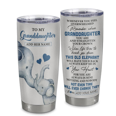 Personalized To My Granddaughter Gifts Tumbler From Grandma Whenever Elephant Unique Birthday Gifts For Granddaughter Graduation Christmas Custom Stainless Steel Mug | teecentury