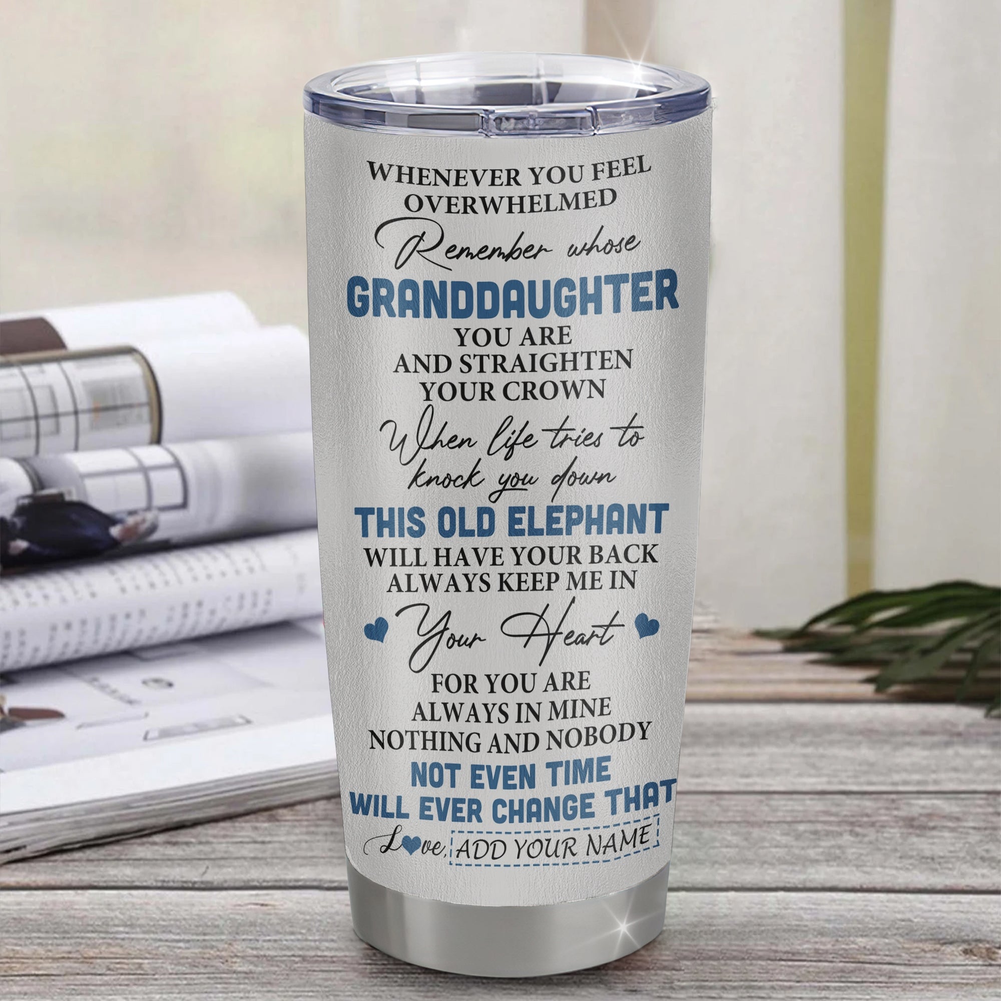 Personalized To My Granddaughter Gifts Tumbler From Grandma Whenever Elephant Unique Birthday Gifts For Granddaughter Graduation Christmas Custom Stainless Steel Mug | teecentury