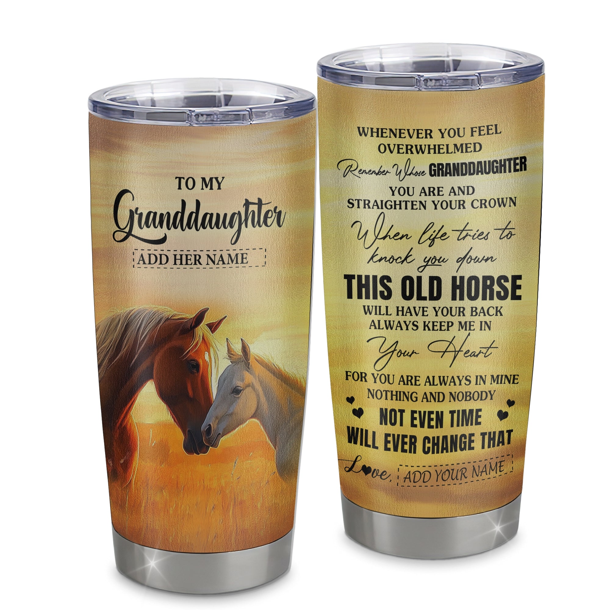 Personalized To My Granddaughter Gifts Tumbler From Grandma Whenever Horse Unique Birthday Gifts For Granddaughter Graduation Christmas Custom Stainless Steel Cup Mug | teecentury