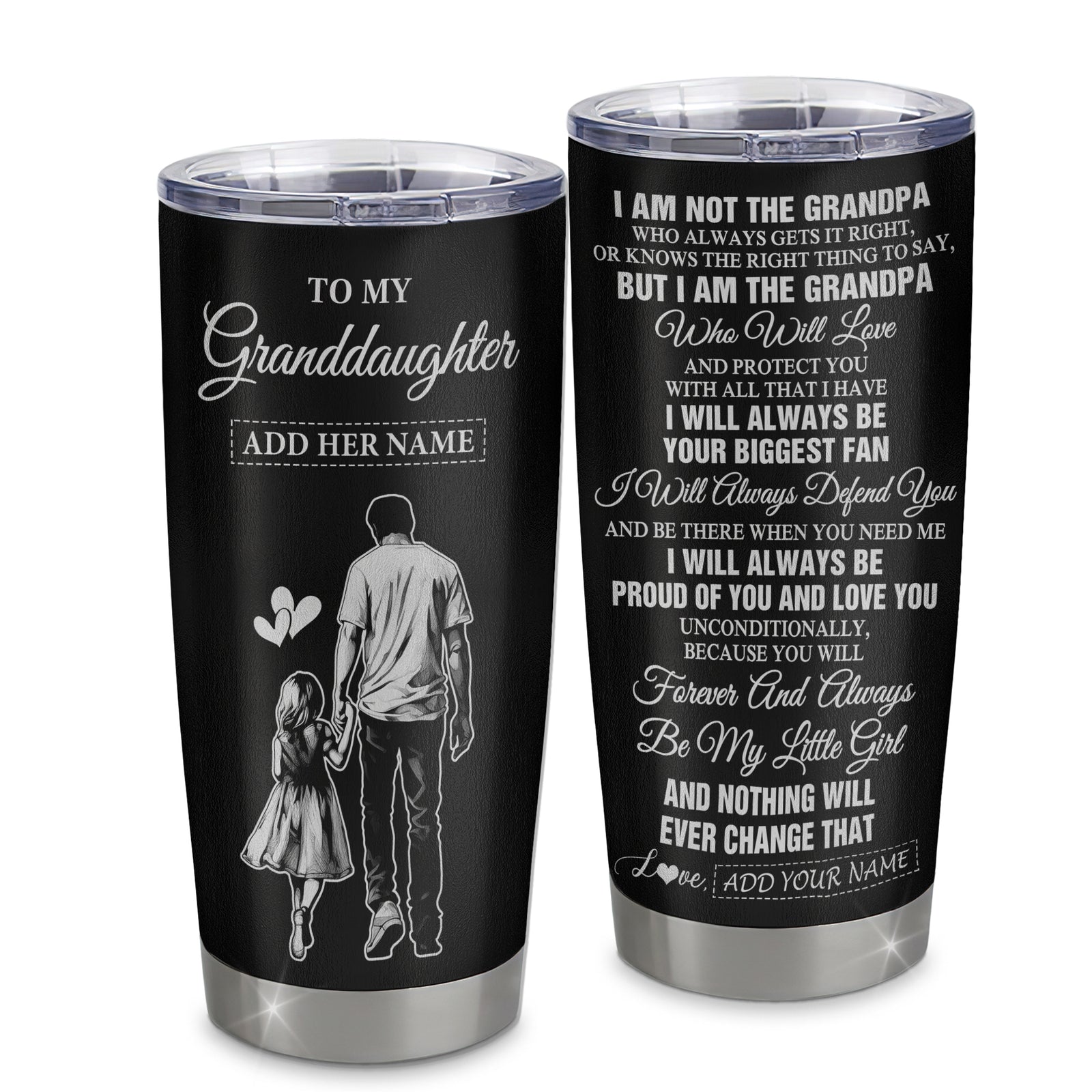 Personalized To My Granddaughter Gifts Tumbler From Grandpa Biggest Fan Birthday Gifts For Granddaughter From Grandparents Christmas Custom Stainless Steel Travel Mug | teecentury