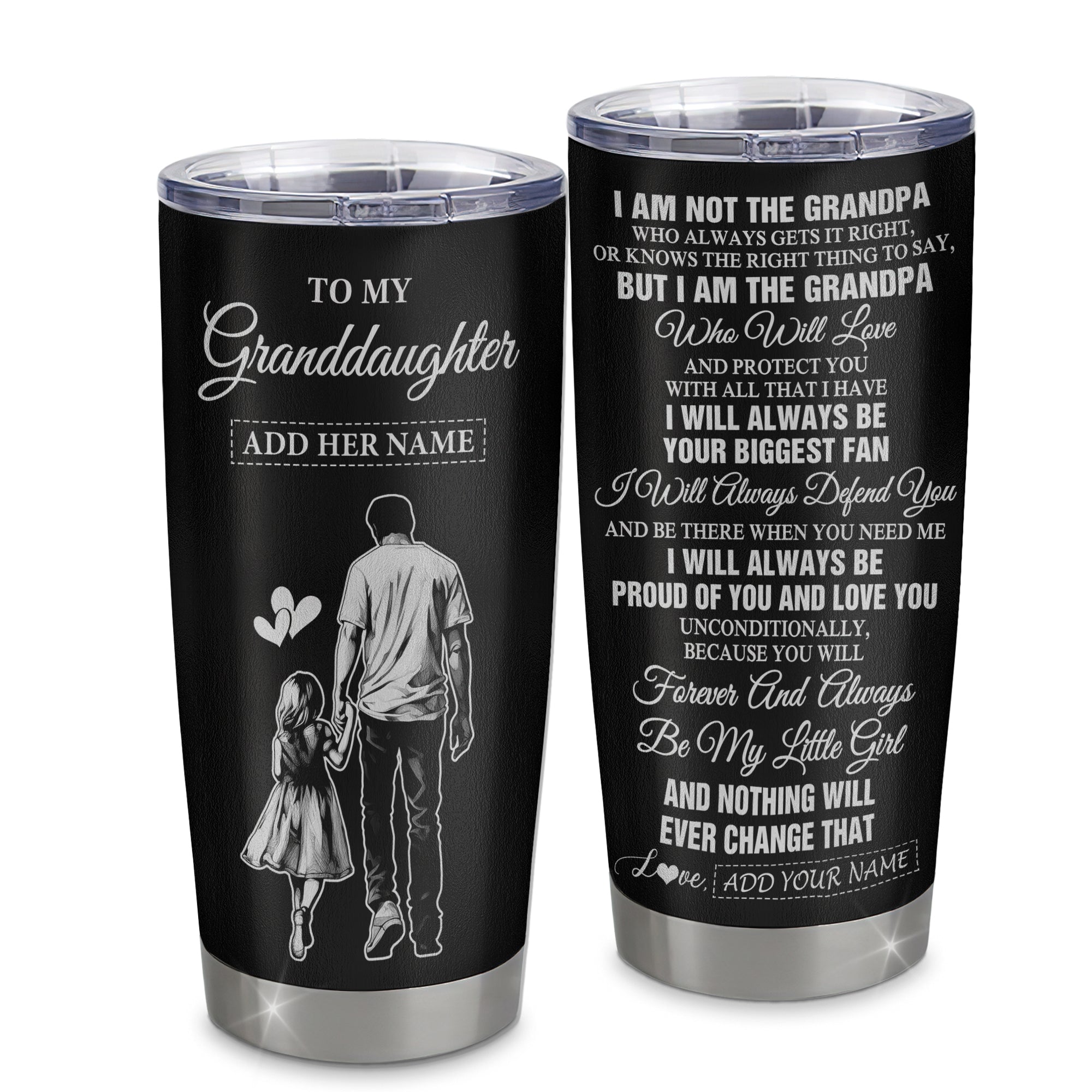 Personalized To My Granddaughter Gifts Tumbler From Grandpa Biggest Fan Birthday Gifts For Granddaughter From Grandparents Christmas Custom Stainless Steel Travel Mug | teecentury