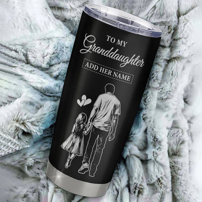 Personalized To My Granddaughter Gifts Tumbler From Grandpa Biggest Fan Birthday Gifts For Granddaughter From Grandparents Christmas Custom Stainless Steel Travel Mug | teecentury