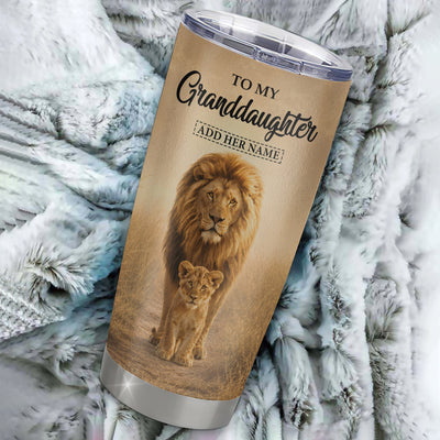 Personalized To My Granddaughter Gifts Tumbler From Grandpa Papa Always Remember Lion Gifts For Granddaughter Birthday Graduation Christmas Custom Stainless Steel Mug | teecentury