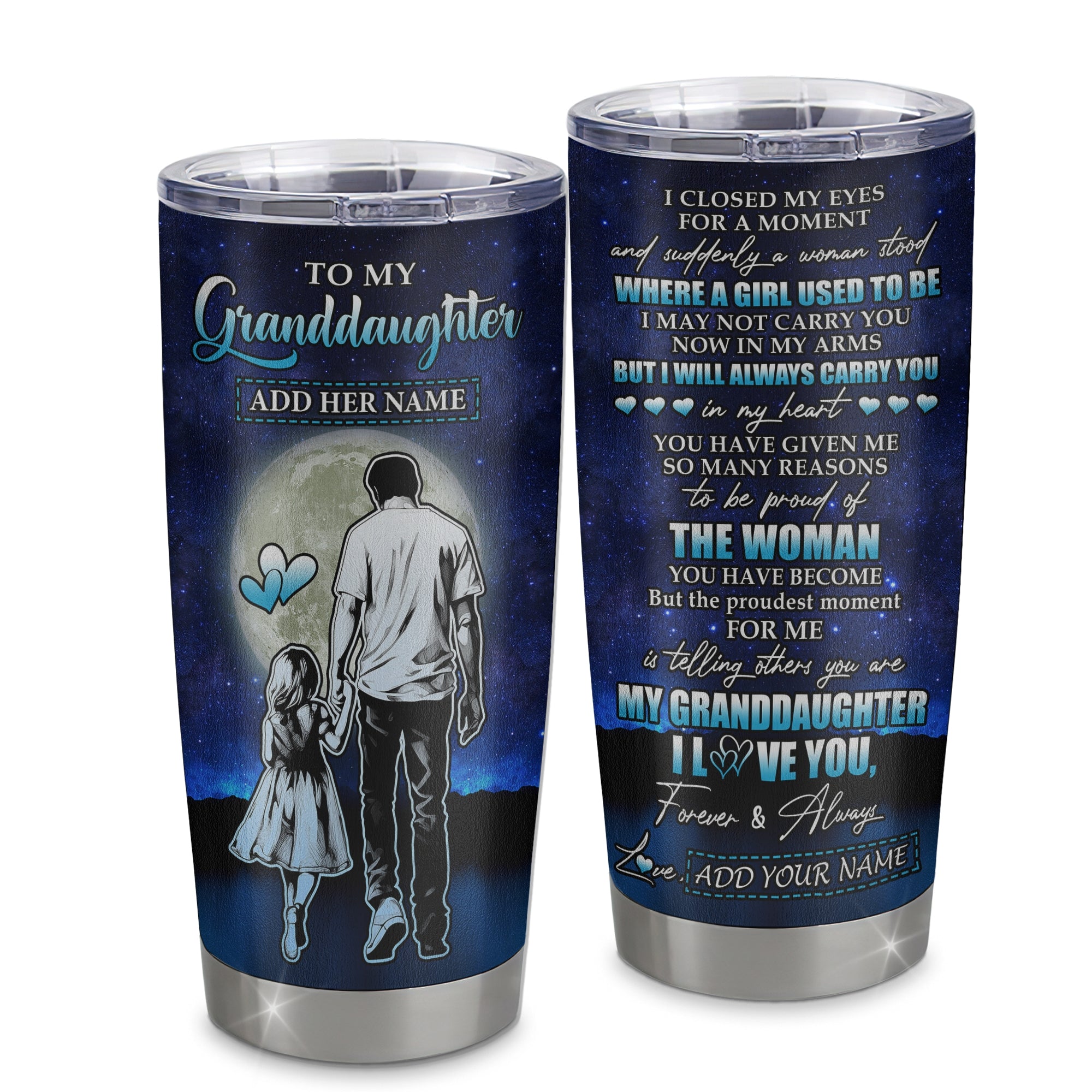 Personalized To My Granddaughter Gifts Tumbler From Grandpa Papa I Closed My Eyes For A Moment Granddaughter Birthday Graduation Christmas Custom Stainless Steel Mug | teecentury