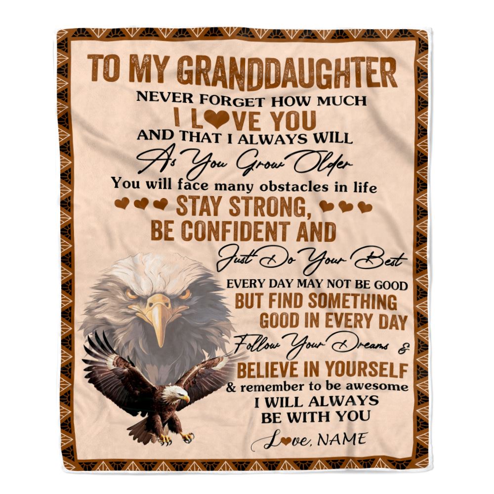 Personalized To My Granddaughter I Love You Forever Blanket From Grandma Grandpa Eagle Granddaughter Birthday Gifts Graduation Christmas Fleece Throw Blanket | teecentury