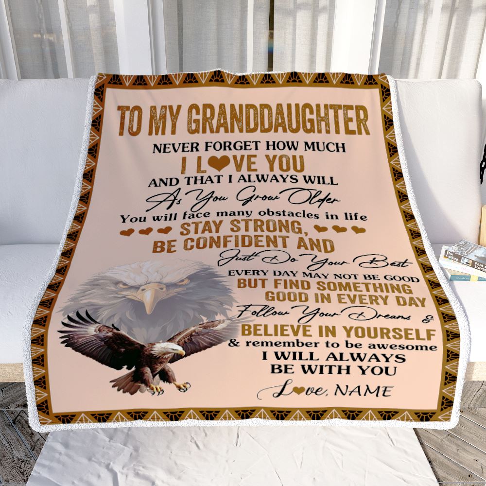 Personalized To My Granddaughter I Love You Forever Blanket From Grandma Grandpa Eagle Granddaughter Birthday Gifts Graduation Christmas Fleece Throw Blanket | teecentury