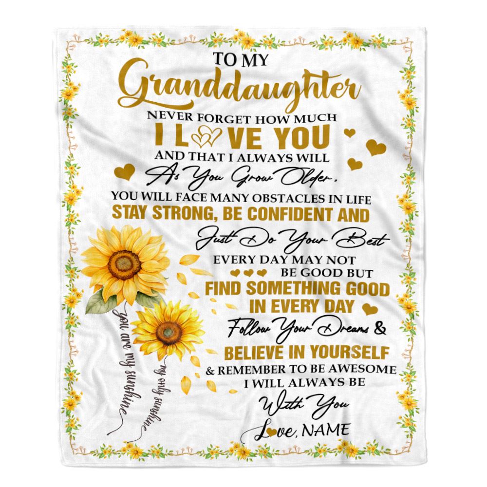 Personalized To My Granddaughter I Love You Forever Blanket From Grandma Grandpa Sunflower Granddaughter Birthday Gifts Graduation Christmas Fleece Blanket | teecentury