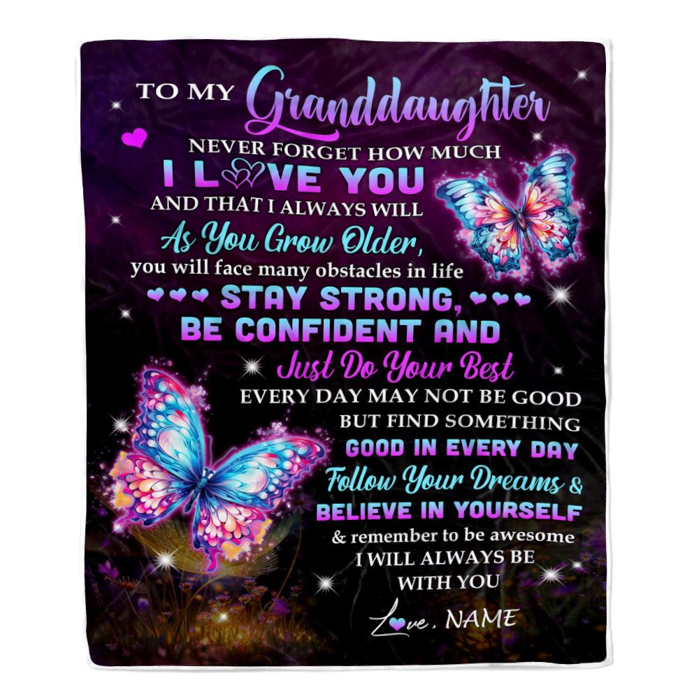 Personalized To My Granddaughter I Love You Forever Blanket From Grandma Nana Butterfly Granddaughter Birthday Gifts Graduation Christmas Fleece Blanket | teecentury