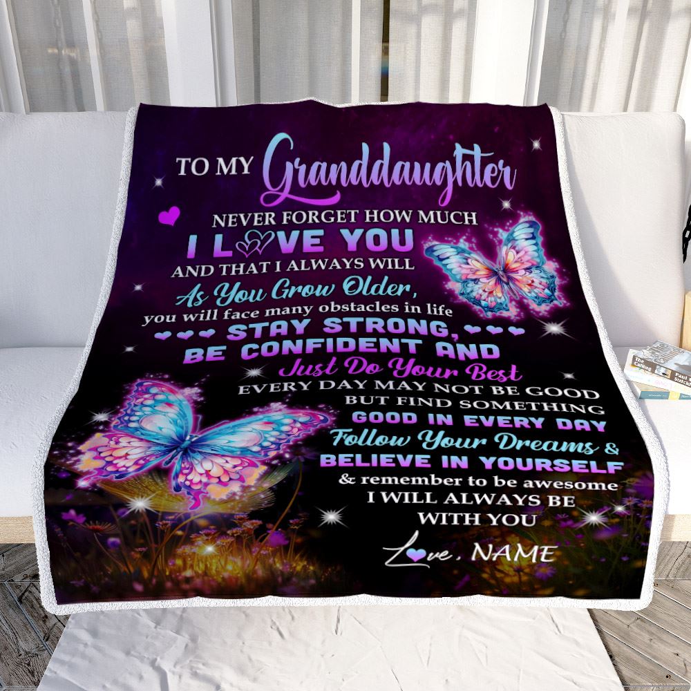 Personalized To My Granddaughter I Love You Forever Blanket From Grandma Nana Butterfly Granddaughter Birthday Gifts Graduation Christmas Fleece Blanket | teecentury