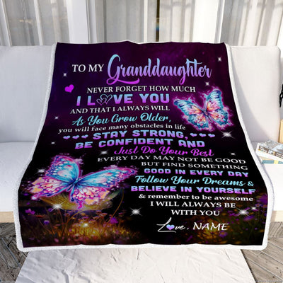 Personalized To My Granddaughter I Love You Forever Blanket From Grandma Nana Butterfly Granddaughter Birthday Gifts Graduation Christmas Fleece Blanket | teecentury