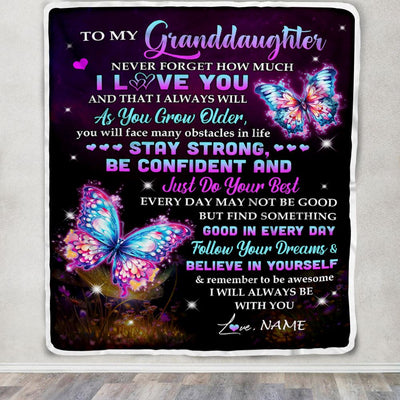 Personalized To My Granddaughter I Love You Forever Blanket From Grandma Nana Butterfly Granddaughter Birthday Gifts Graduation Christmas Fleece Blanket | teecentury