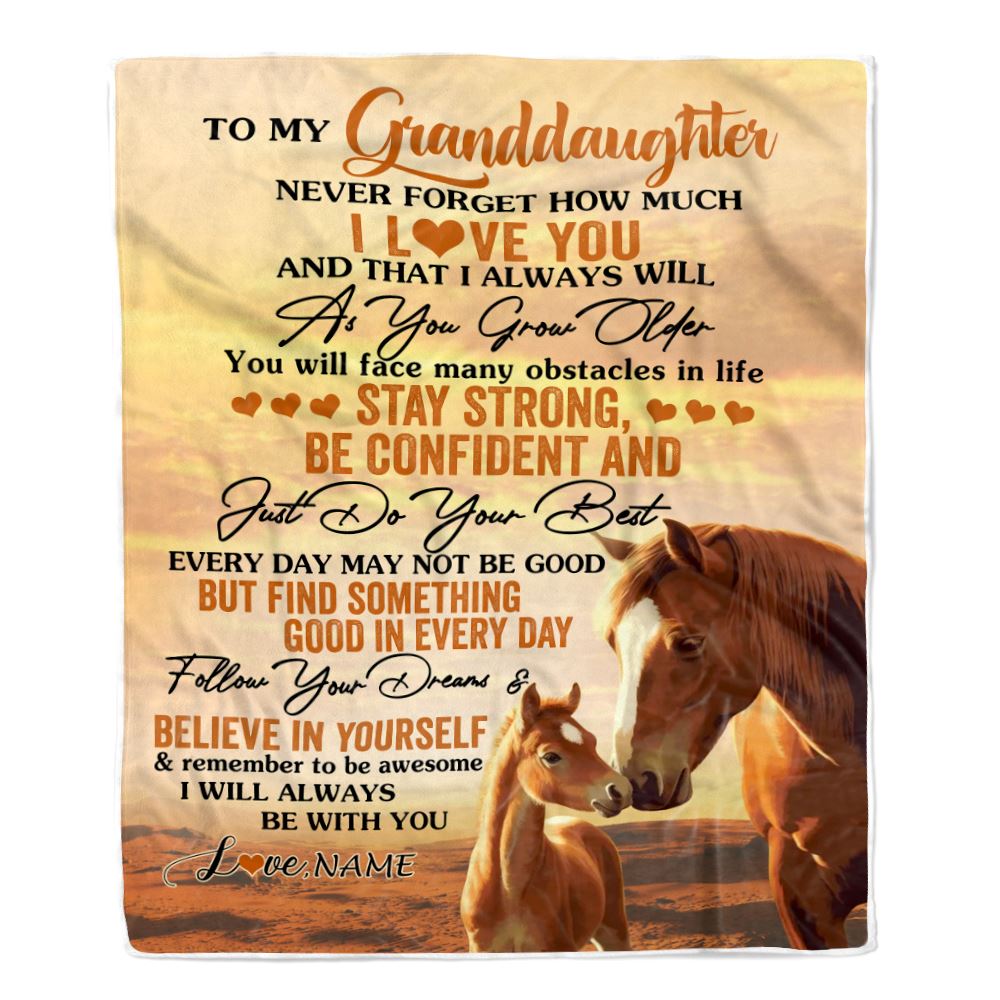 Personalized To My Granddaughter I Love You Forever Blanket From Grandma Nana Horse Granddaughter Birthday Gifts Positive Graduation Christmas Fleece Blanket | teecentury