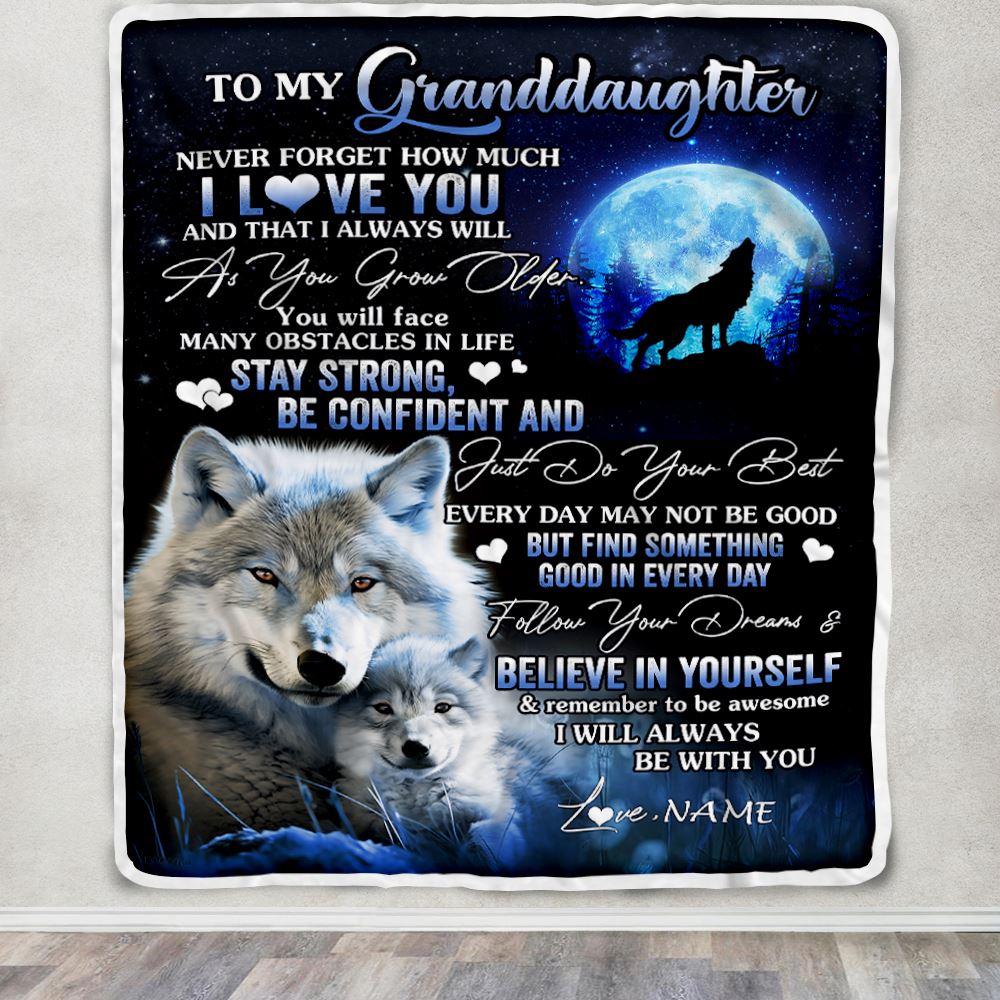 Personalized To My Granddaughter I Love You Forever Blanket From Grandma Nana Wolf Granddaughter Birthday Gifts Graduation Christmas Fleece Blanket | teecentury