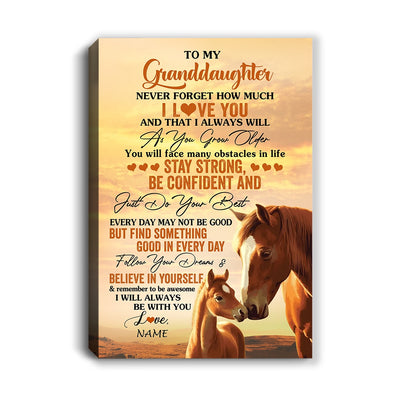 Personalized To My Granddaughter I Love You Forever Canvas From Grandma Papa Horse Granddaughter Birthday Gifts Graduation Christmas Custom Wall Art Print Framed Canvas | teecentury