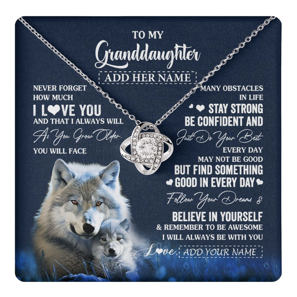 Love Knot Necklace 14K White Gold Finish | 1 | Personalized To My Granddaughter I Love You Forever Necklace From Grandma Grandpa Wolf Granddaughter Birthday Gifts Graduation Christmas Gift Box Message Card | teecentury.myshopify
