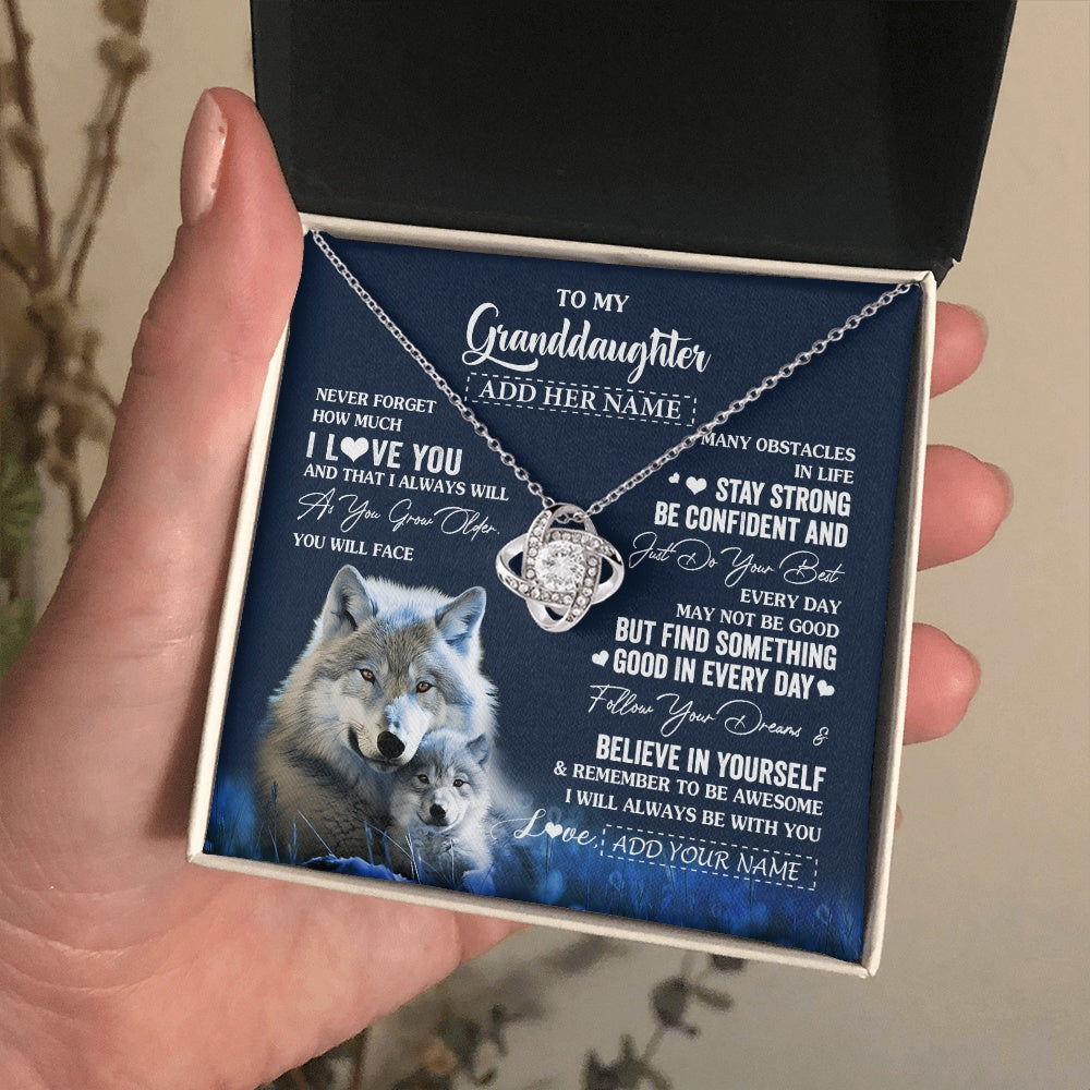 Love Knot Necklace 14K White Gold Finish | 2 | Personalized To My Granddaughter I Love You Forever Necklace From Grandma Grandpa Wolf Granddaughter Birthday Gifts Graduation Christmas Gift Box Message Card | teecentury.myshopify