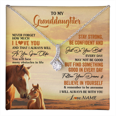 Alluring Beauty Necklace 14K White Gold Finish | 1 | Personalized To My Granddaughter I Love You Forever Necklace From Grandma Papa Horse Granddaughter Birthday Jewelry Christmas Customized Gift Box Message Card | teecentury