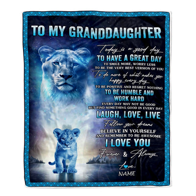 Personalized To My Granddaughter Lion Blanket From Grandma Gigi Every Day Laugh Love Live Granddaughter Birthday Christmas Customized Bed Fleece Throw Blanket | teecentury