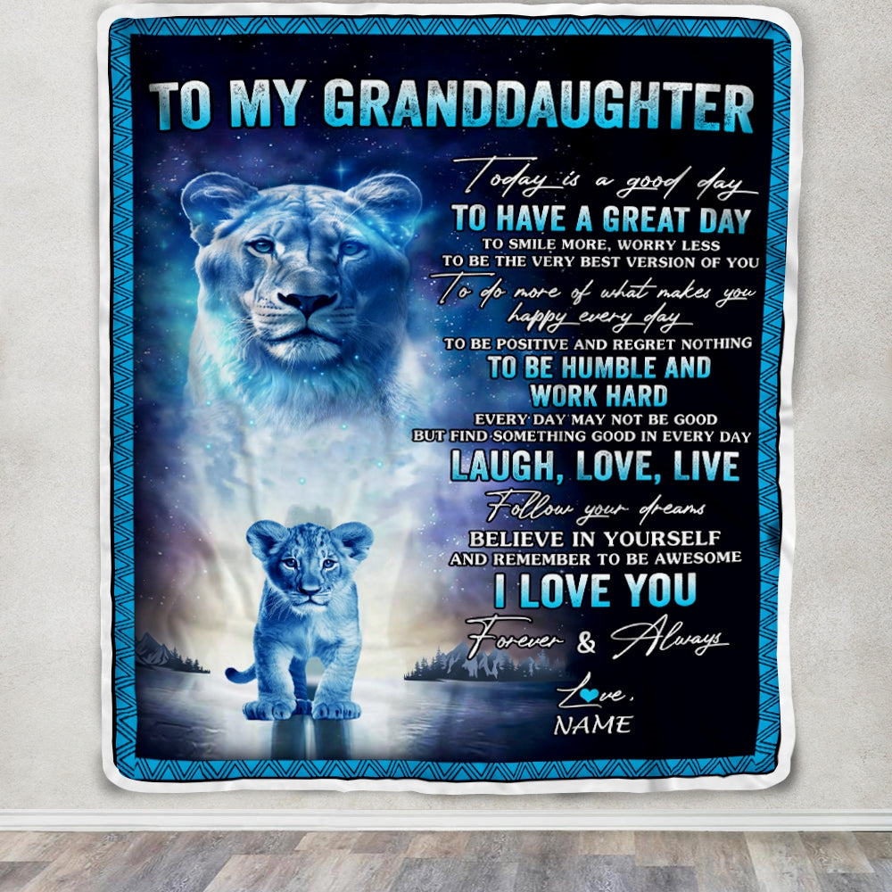 Personalized To My Granddaughter Lion Blanket From Grandma Gigi Every Day Laugh Love Live Granddaughter Birthday Christmas Customized Bed Fleece Throw Blanket | teecentury