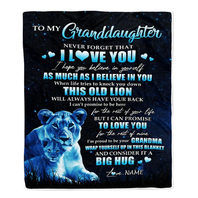 Personalized To My Granddaughter Lion Blanket From Grandma Gigi Never Forget I Love You Granddaughter Birthday Graduation Christmas Customized Fleece Blanket | teecentury