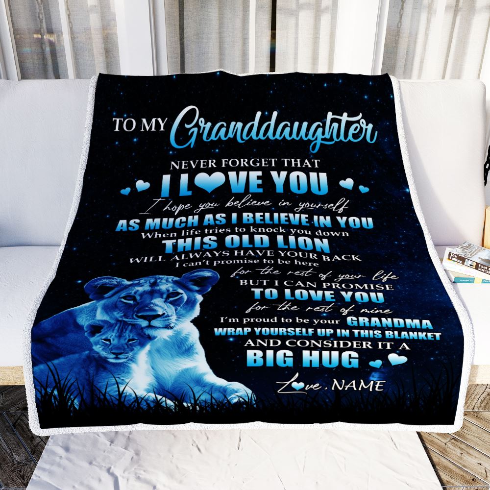 Personalized To My Granddaughter Lion Blanket From Grandma Gigi Never Forget I Love You Granddaughter Birthday Graduation Christmas Customized Fleece Blanket | teecentury