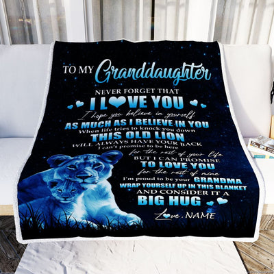 Personalized To My Granddaughter Lion Blanket From Grandma Gigi Never Forget I Love You Granddaughter Birthday Graduation Christmas Customized Fleece Blanket | teecentury