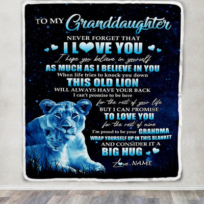 Personalized To My Granddaughter Lion Blanket From Grandma Gigi Never Forget I Love You Granddaughter Birthday Graduation Christmas Customized Fleece Blanket | teecentury