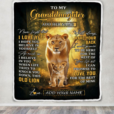 Personalized To My Granddaughter Lion Blanket From Grandma Never Forget That I Love You Granddaughter Birthday Gifts Christmas Customized Fleece Throw Blanket | teecentury