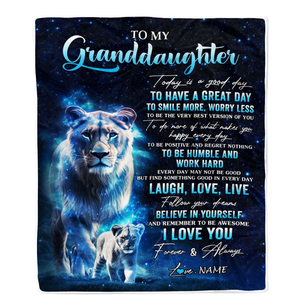 Personalized To My Granddaughter Lion Blanket From Grandma Today Is A Good Day Granddaughter Gifts Birthday Graduation Christmas Customized Fleece Blanket | teecentury