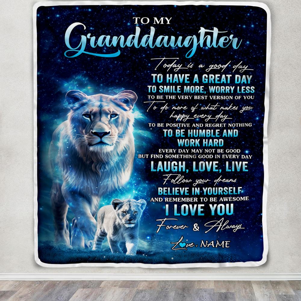 Personalized To My Granddaughter Lion Blanket From Grandma Today Is A Good Day Granddaughter Gifts Birthday Graduation Christmas Customized Fleece Blanket | teecentury