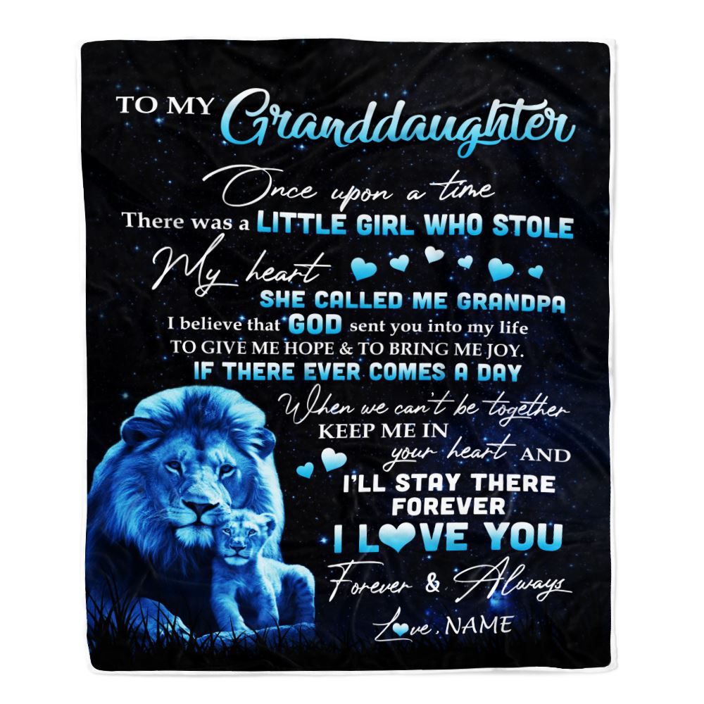 Personalized To My Granddaughter Lion Blanket From Grandpa I'll Stay There Forever Granddaughter Graduation Birthday Christmas Customized Bed Fleece Blanket | teecentury