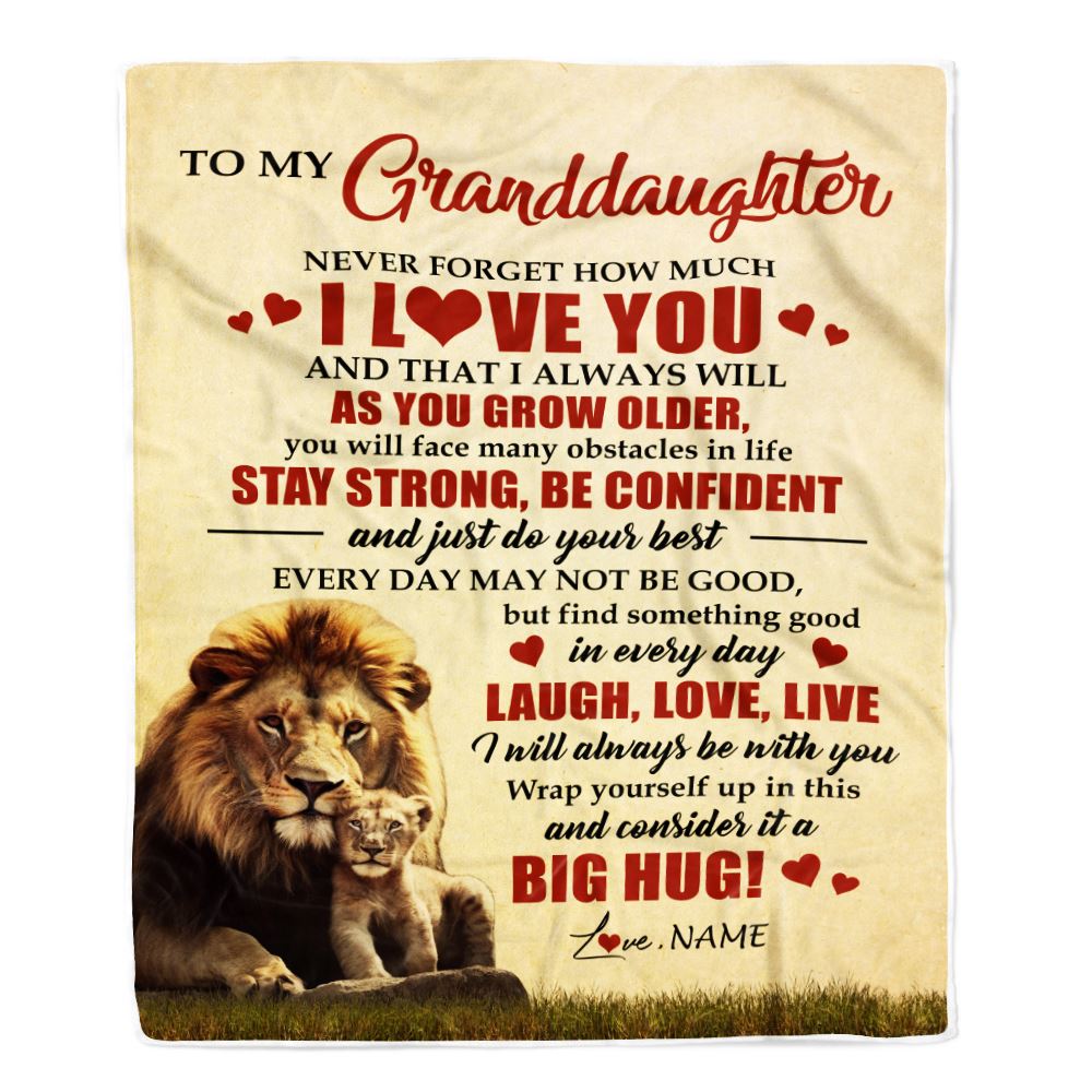 Personalized To My Granddaughter Lion Blanket From Grandpa Never Forget How Much I Love You Grandchild Graduation Birthday Christmas Customized Fleece Blanket | teecentury