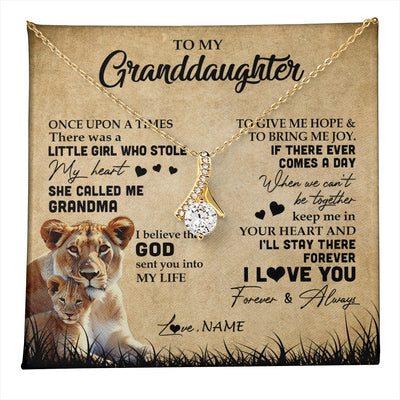 Alluring Beauty Necklace 18K Yellow Gold Finish | 1 | Personalized To My Granddaughter Lion Necklace From Grandma I'll Stay There Forever Grandchild Birthday Graduation Christmas Customized Gift Box Message Card | teecentury