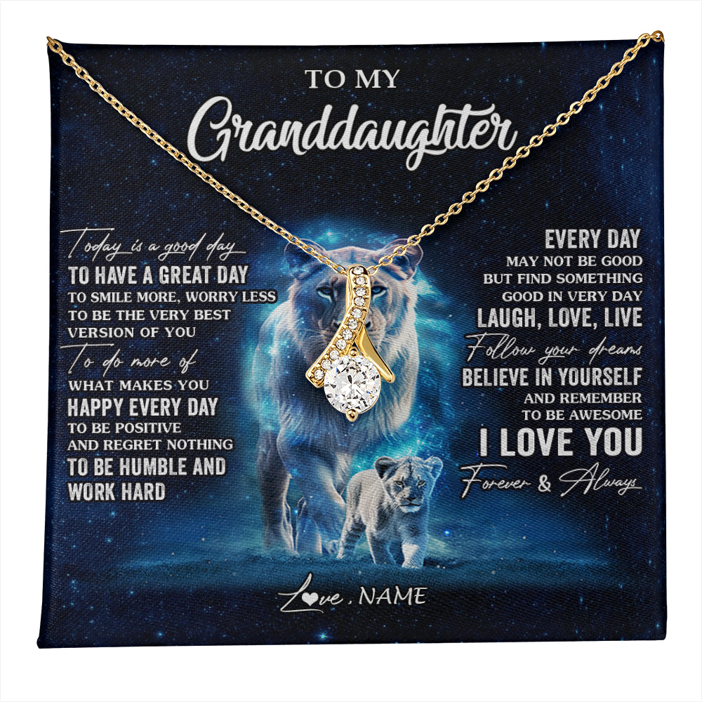 Alluring Beauty Necklace 18K Yellow Gold Finish | 1 | Personalized To My Granddaughter Lion Necklace From Grandma Today Is A Good Day Granddaughter Gifts Birthday Christmas Customized Gift Box Message Card | teecentury