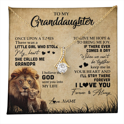 Alluring Beauty Necklace 18K Yellow Gold Finish | 1 | Personalized To My Granddaughter Lion Necklace From Grandpa I'll Stay There Forever Grandchild Birthday Graduation Christmas Customized Gift Box Message Card | teecentury