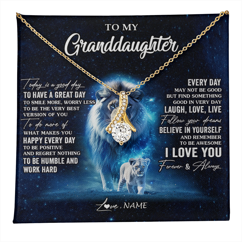 Alluring Beauty Necklace 18K Yellow Gold Finish | 1 | Personalized To My Granddaughter Lion Necklace From Grandpa Today Is A Good Day Granddaughter Gifts Birthday Christmas Customized Gift Box Message Card | teecentury