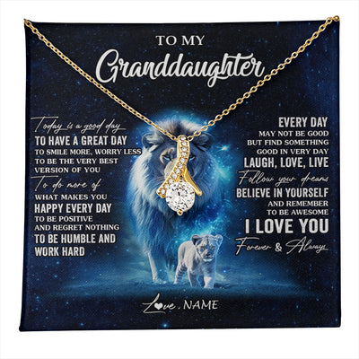 Alluring Beauty Necklace 18K Yellow Gold Finish | 1 | Personalized To My Granddaughter Lion Necklace From Grandpa Today Is A Good Day Granddaughter Gifts Birthday Christmas Customized Gift Box Message Card | teecentury